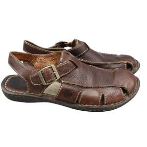 Born Fisherman Leather Sandals Womens 8 Brown Rugged Earthy Natural‎ Boho Rustic